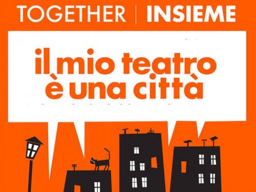 scritta together - insieme, case con un gatto sopra