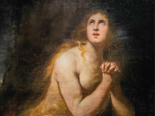 Orazio De Ferrari Maddalena penitente olio su tela cm 120 x 97 1638 circa Imperia, collezione privata una donna con le mani giunte