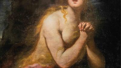 Orazio De Ferrari Maddalena penitente olio su tela cm 120 x 97 1638 circa Imperia, collezione privata una donna con le mani giunte